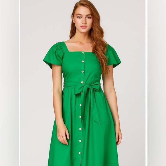 EUC JCrew Cotton Shirt Dress with Cap Sleeves in kelly green Size 4 - Picture 1 of 11